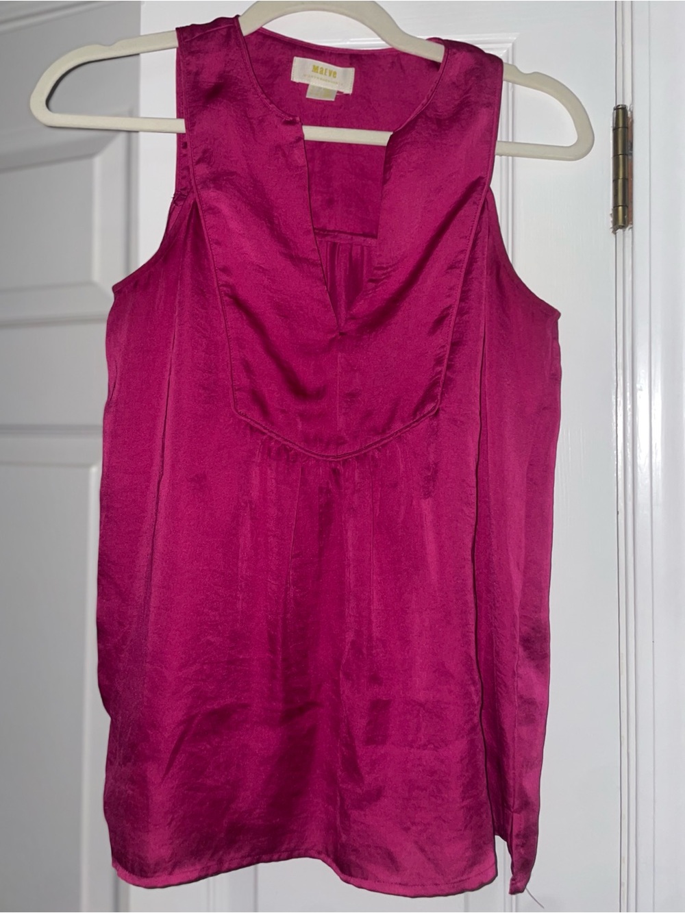 Maeve by Anthropologie Fuchsia Satin Sleeveless Blouse Size 0